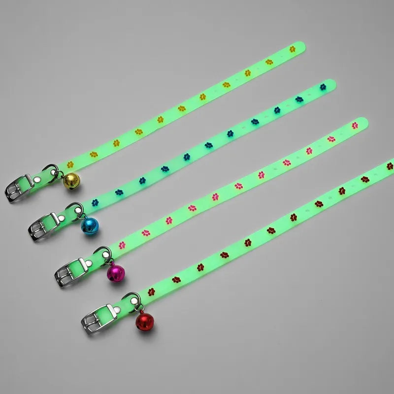 Fast Shipping Pet Glowing Collars With Bells Glow At Night Dogs Cats Necklace Light Luminous Neck Ring Accessories Dropshipping