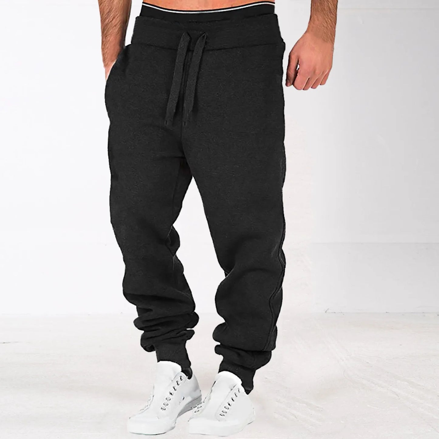 Mens Fitness Sport Pants Pocket Sweatpants Jogging Pants Loose Gym Workout Joggers Running Trousers Casual Drawstring Sweatpants
