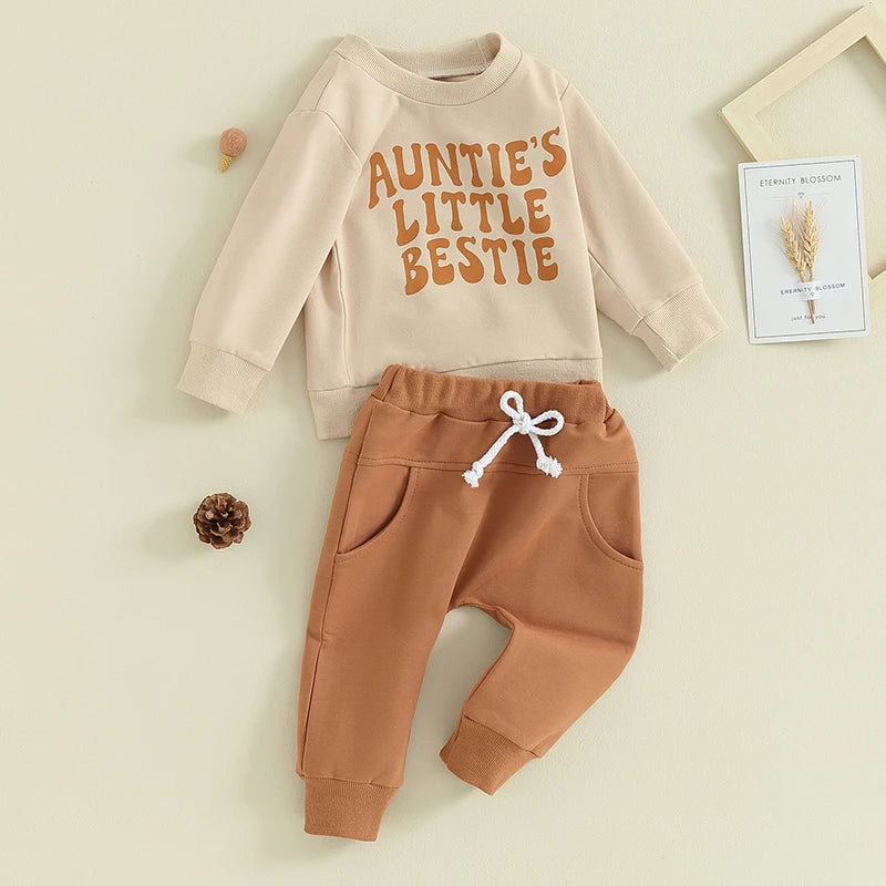 2024 Lioraitiin 0-3YToddler Baby Boy Clothes Set Letter Print Long Sleeve Pullover Top Sweatshirt Pant Fall Winter Outfits