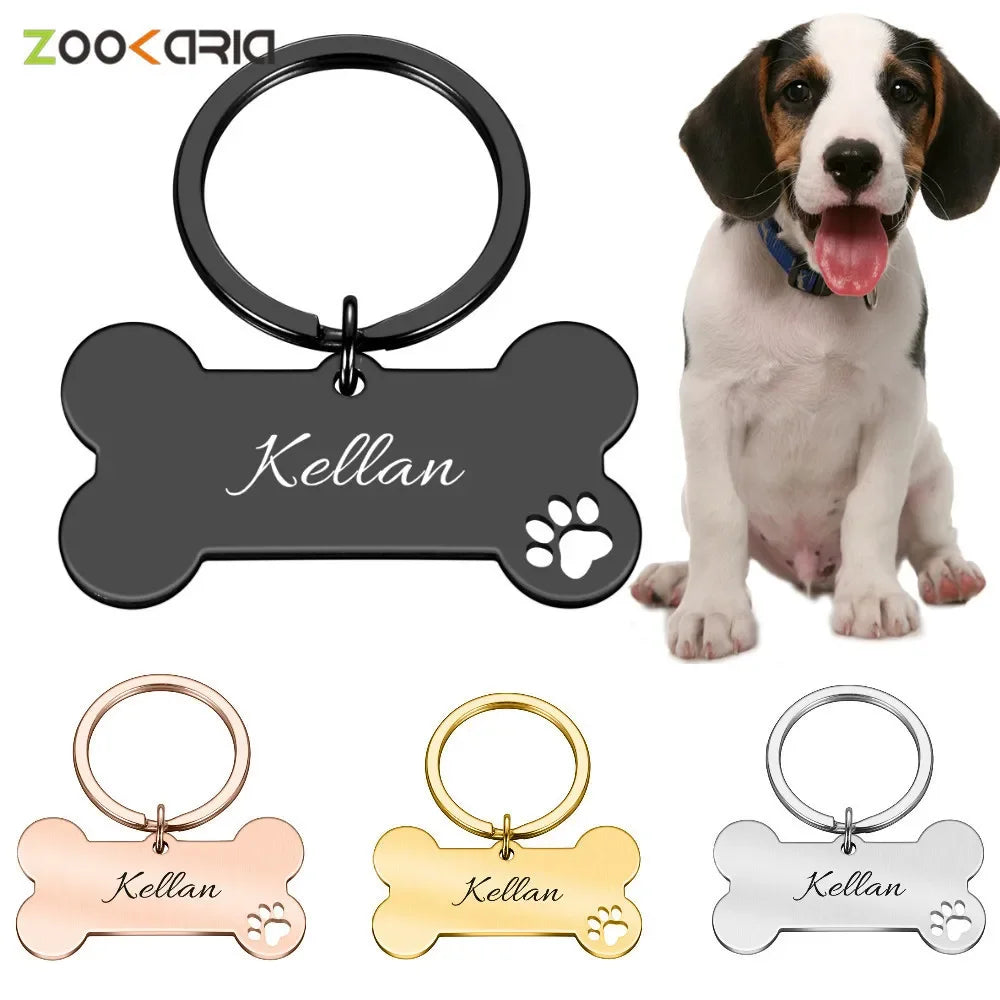 Personalized Collar Pet ID Tag Engraved Pet ID Name for Cat Puppy Dog Tag Pendant Keyring Bone Tag Pet Accessories Dropshipping