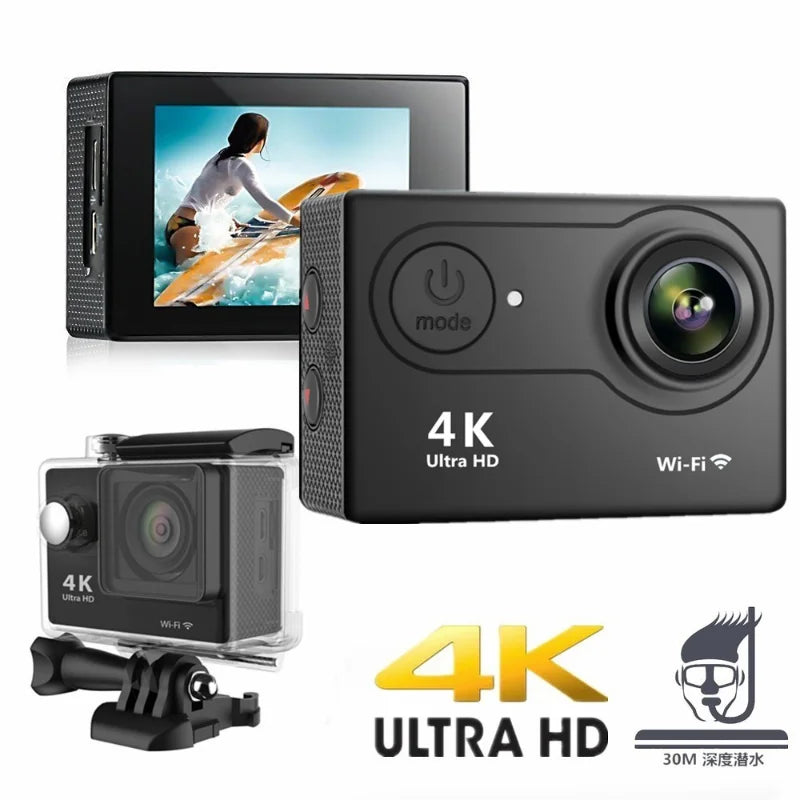 Portable 4K Action Cameras Waterproof Camera with Remote Control Outdoor Cycling Record HD Digital Cameras Photography Cam