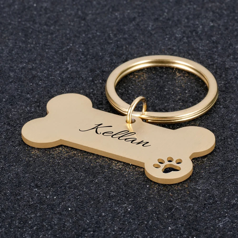Personalized Collar Pet ID Tag Engraved Pet ID Name for Cat Puppy Dog Tag Pendant Keyring Bone Tag Pet Accessories Dropshipping