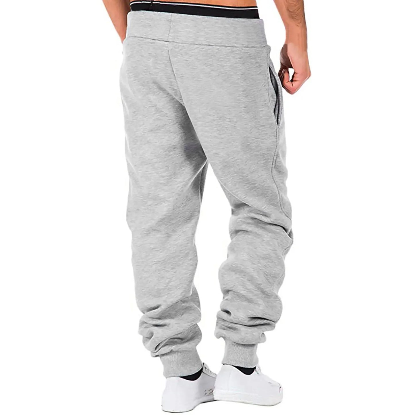Mens Fitness Sport Pants Pocket Sweatpants Jogging Pants Loose Gym Workout Joggers Running Trousers Casual Drawstring Sweatpants
