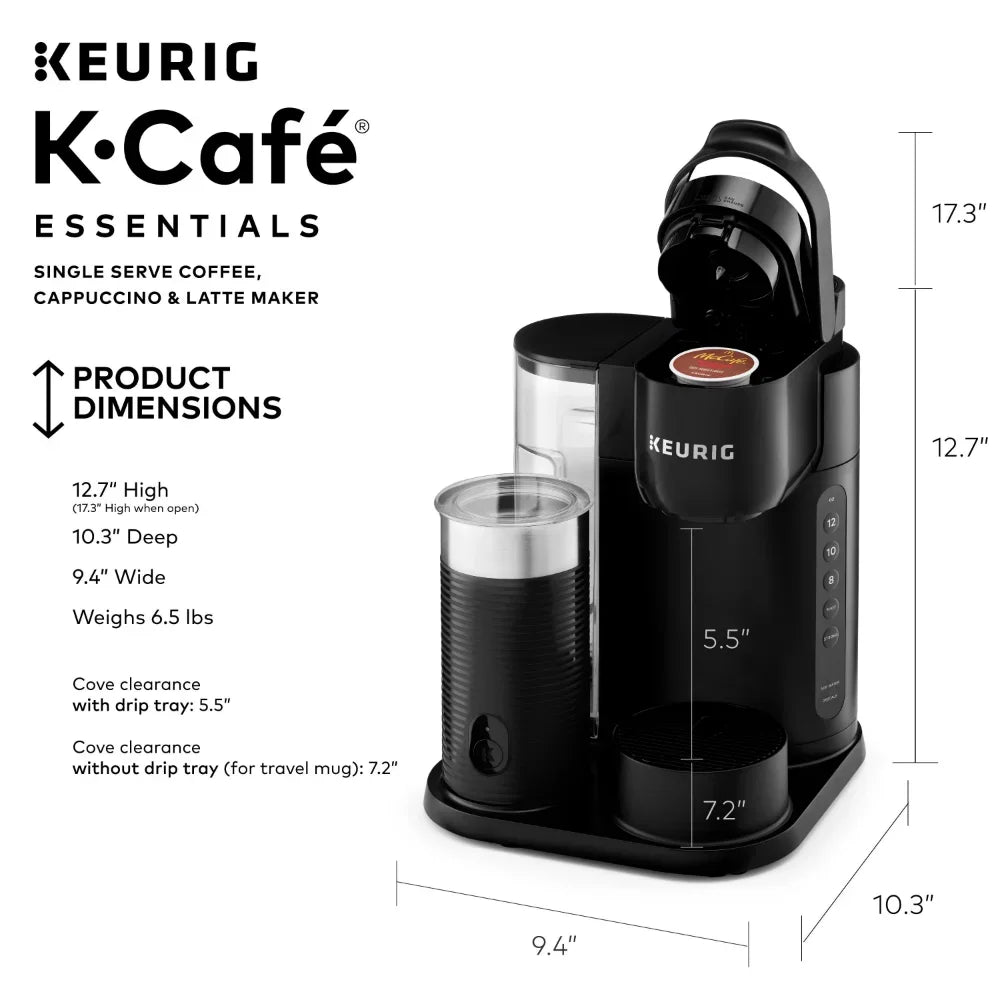 Keurig K-Cafe Essentials Single Serve K-Cup Pod Coffee, Latte and Cappuccino Maker, Black, Espresso Maker ,machine