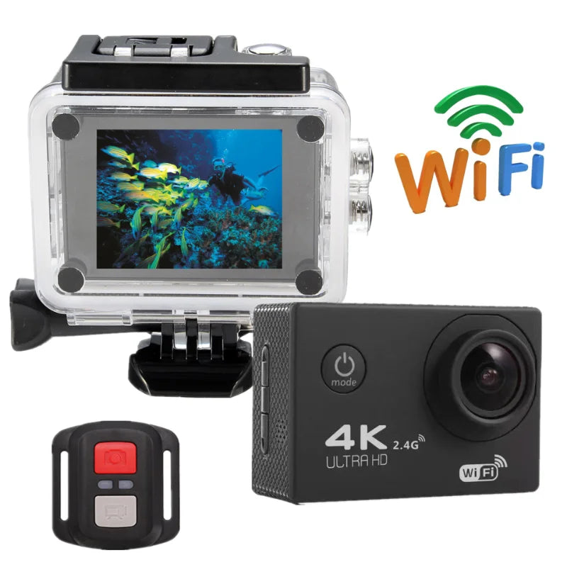 Portable 4K Action Cameras Waterproof Camera with Remote Control Outdoor Cycling Record HD Digital Cameras Photography Cam