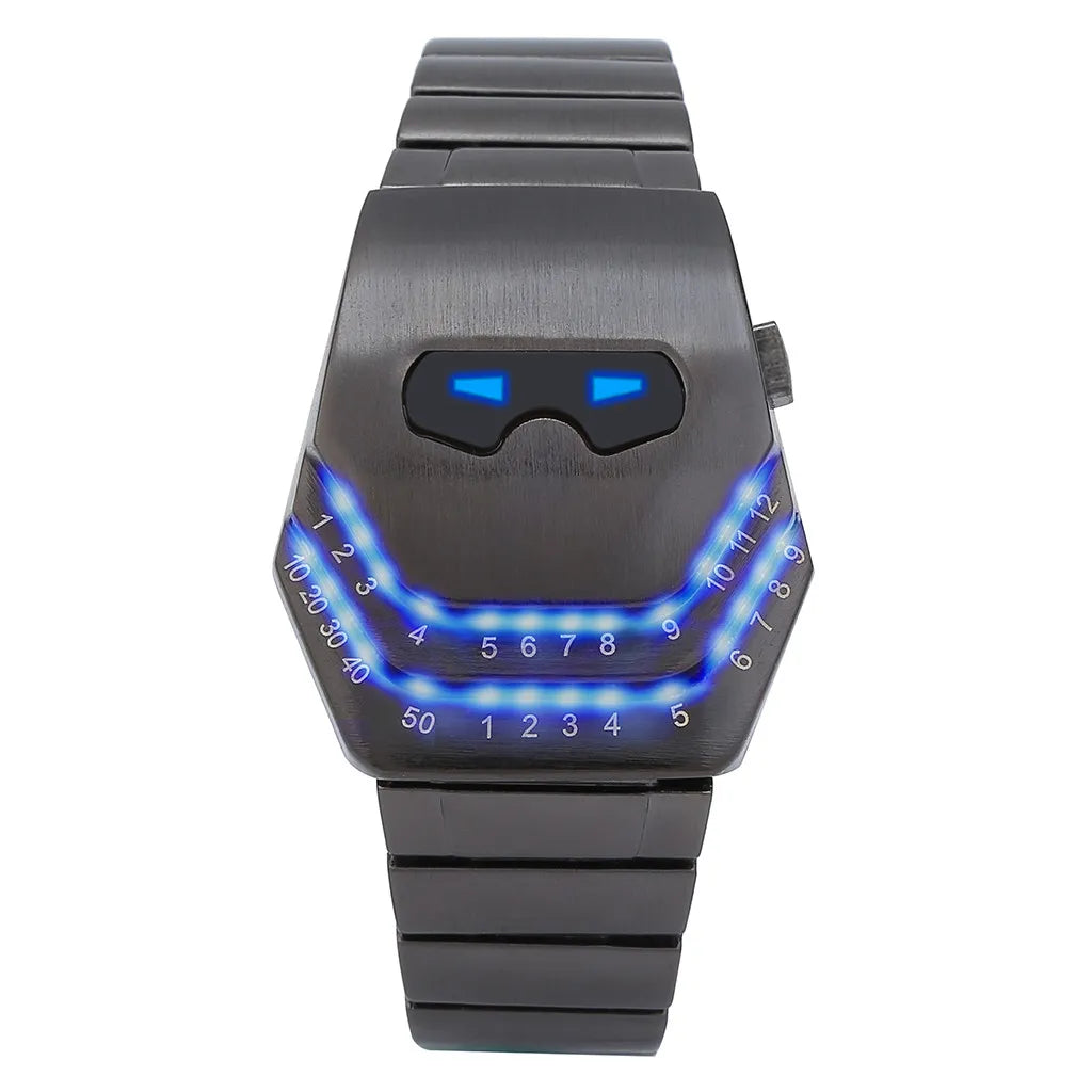 Led Cool Fashion Snake Face Dial Steel Belt Blue Analog Digital Electronic Watch Men's Digital Watch 2023 New Relogio Masculino