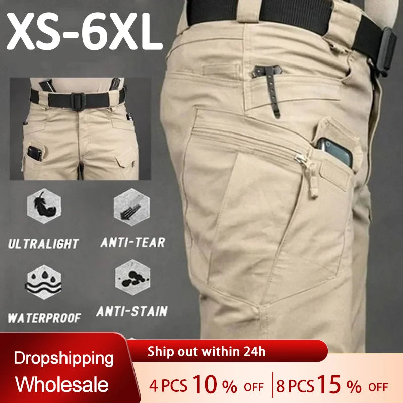 Men Outdoor Military Pants Multi Pockets Elastic Tactical Pant Waterproof Plus Size Casual Cargo Trousers Pockets Men Clothing