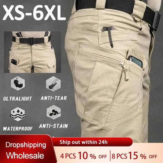 Men Outdoor Military Pants Multi Pockets Elastic Tactical Pant Waterproof Plus Size Casual Cargo Trousers Pockets Men Clothing