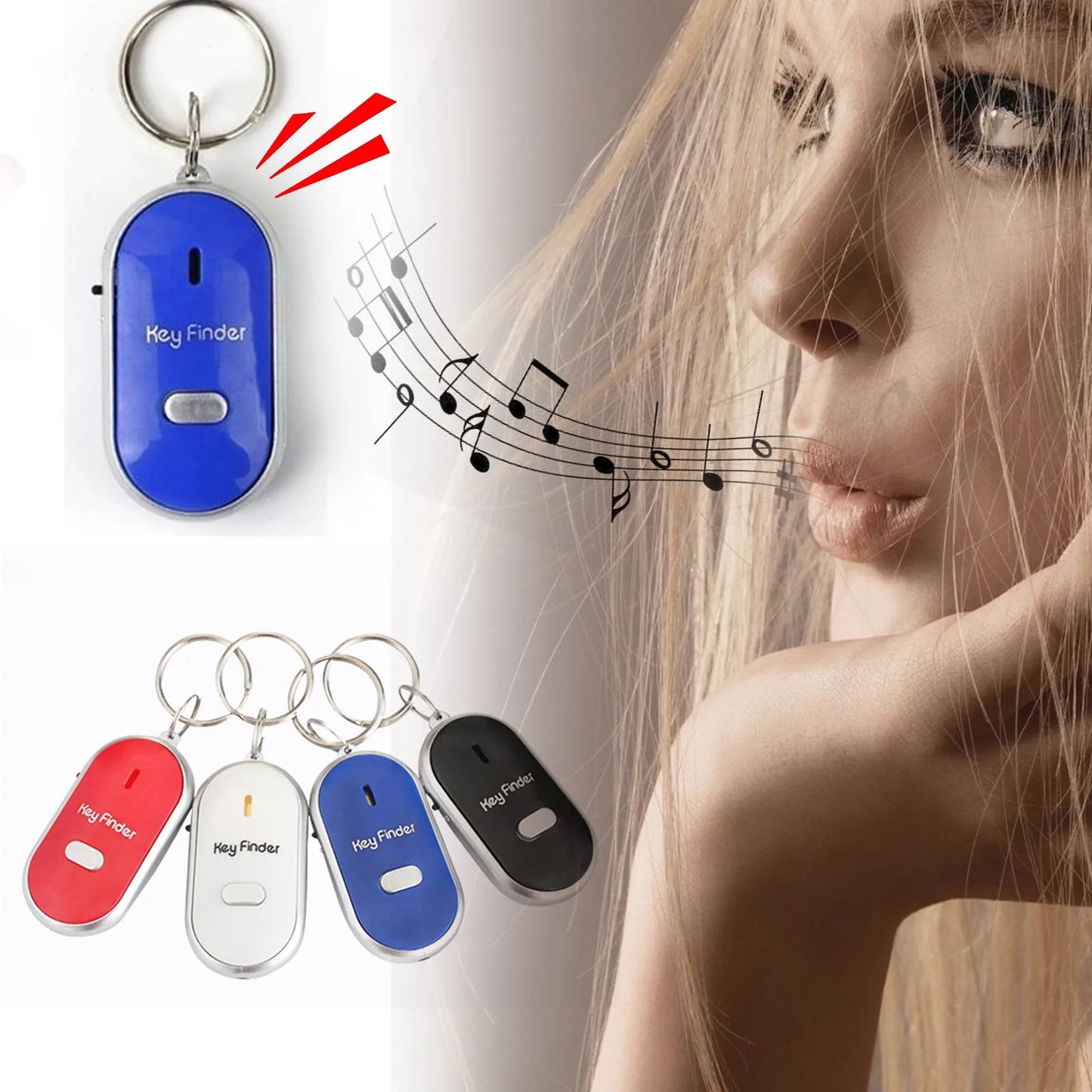 Sound Control Lost Key Finder Locator Keychain LED Light Torch Mini Portable Whistle Key Finder Bag Charm Keychain Dropshipping