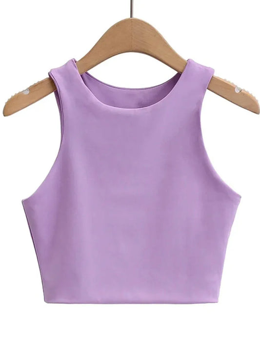 2024 Summer Fashion Women Sexy Slim Tops O-neck Sleeveless Double Nylon Ladies Good Quality Tank Tops 6 Colors