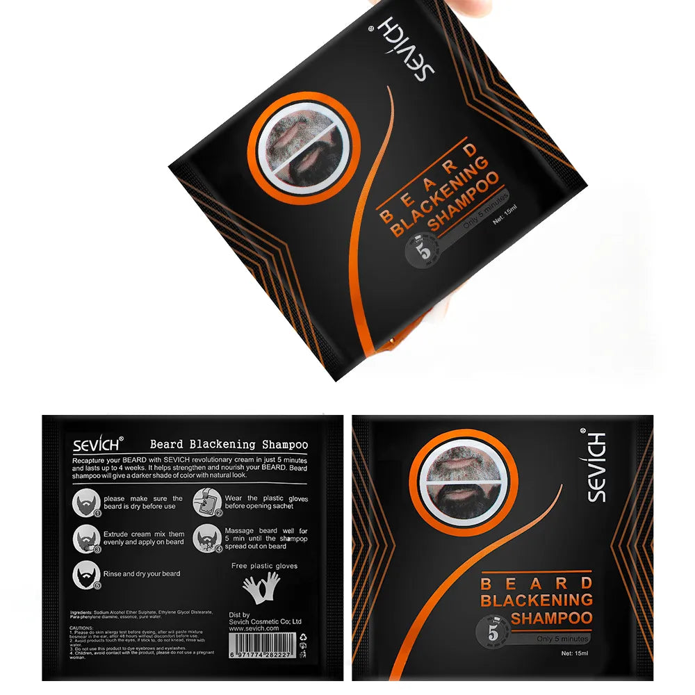 5/10PCS Natural Beard Hair Dye Shampoo Portable 5 Minute Fast Blackening Color Tint Cream Moustache Shampoo For Men Dropshipping
