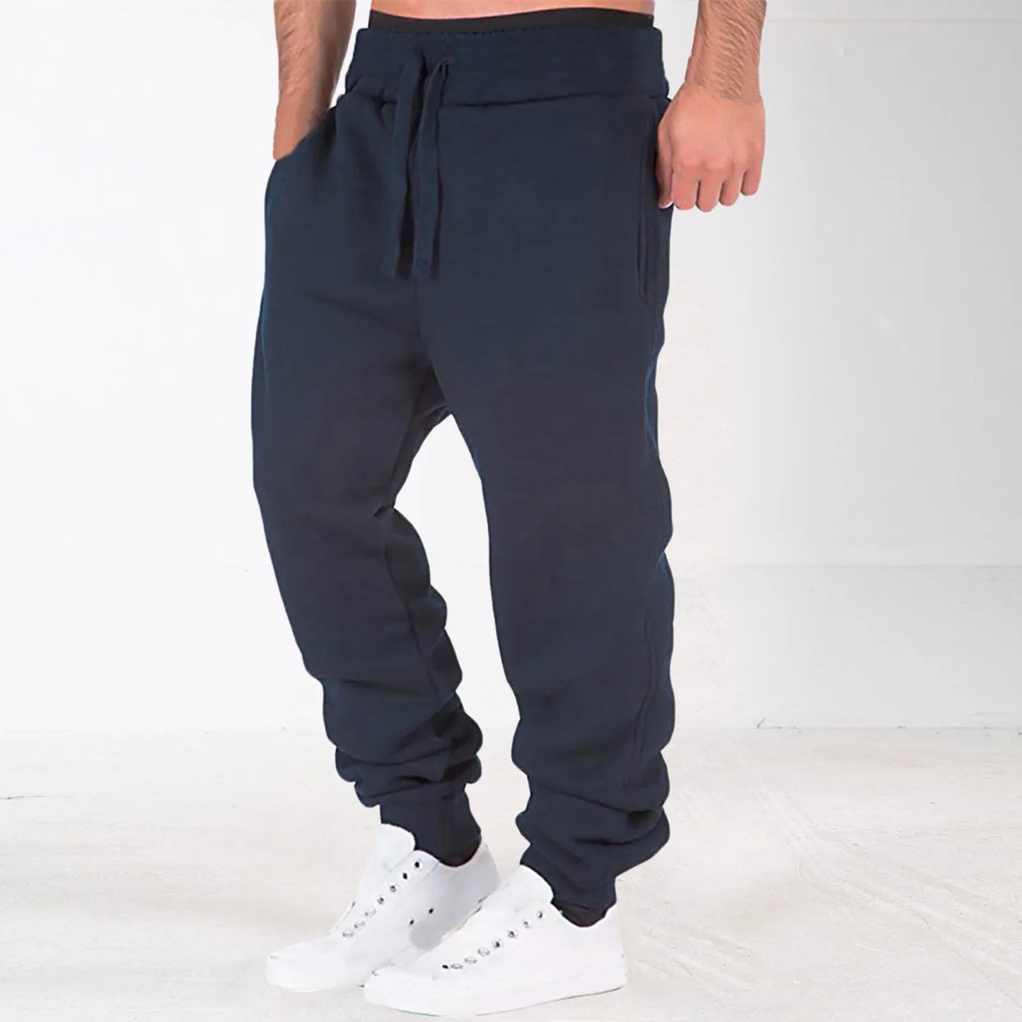 Mens Fitness Sport Pants Pocket Sweatpants Jogging Pants Loose Gym Workout Joggers Running Trousers Casual Drawstring Sweatpants