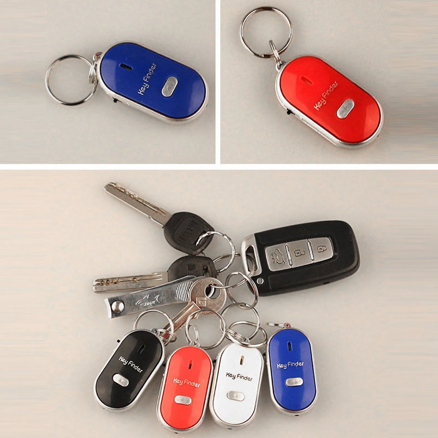 Sound Control Lost Key Finder Locator Keychain LED Light Torch Mini Portable Whistle Key Finder Bag Charm Keychain Dropshipping