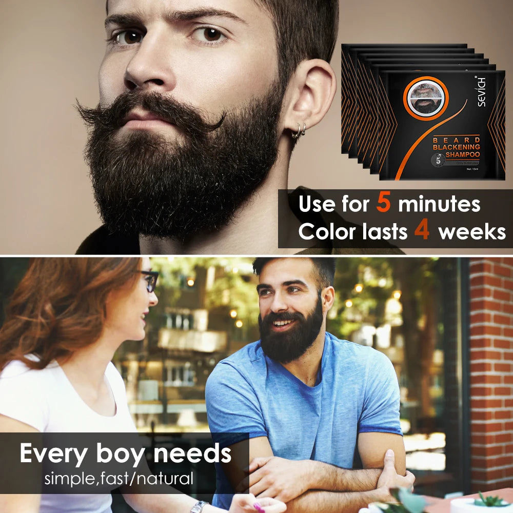 5/10PCS Natural Beard Hair Dye Shampoo Portable 5 Minute Fast Blackening Color Tint Cream Moustache Shampoo For Men Dropshipping