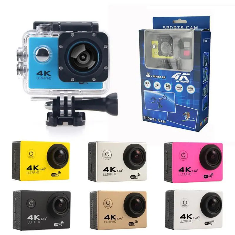 Portable 4K Action Cameras Waterproof Camera with Remote Control Outdoor Cycling Record HD Digital Cameras Photography Cam