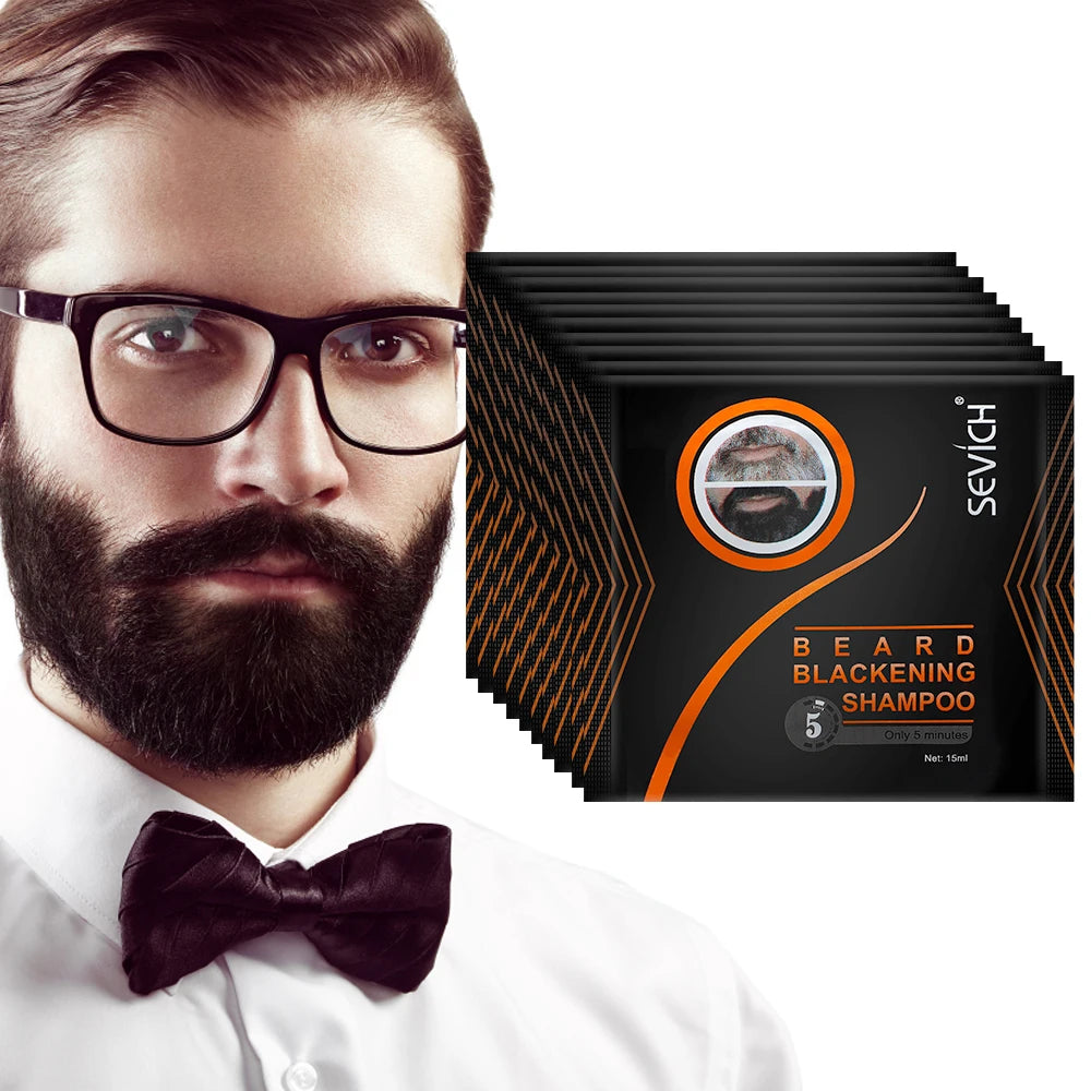 5/10PCS Natural Beard Hair Dye Shampoo Portable 5 Minute Fast Blackening Color Tint Cream Moustache Shampoo For Men Dropshipping