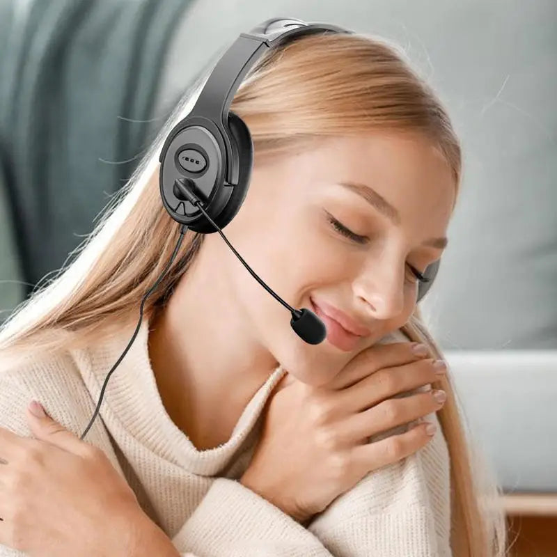 Call Center Headset Stereo Headphones With Noise Cancelling Microphone Suitable For Zoom Skype Office Call Center Home Podcast
