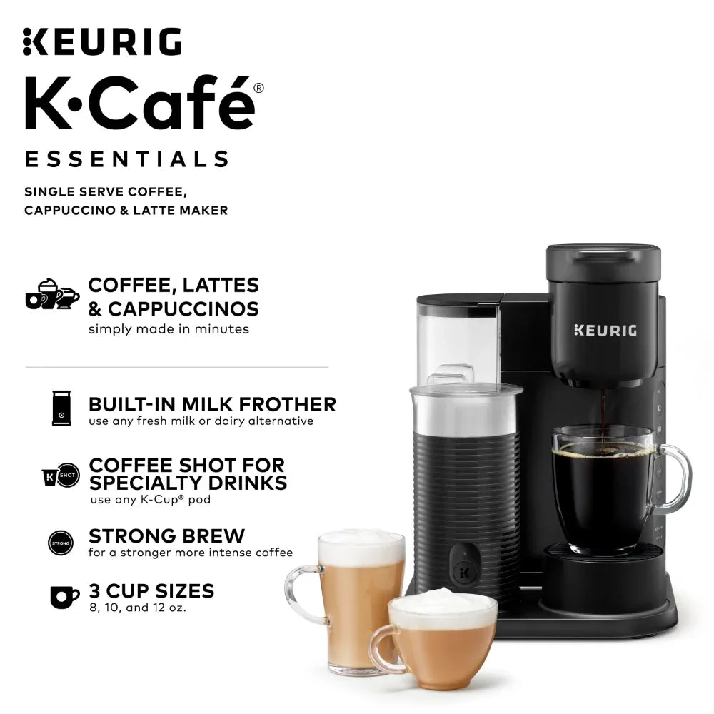 Keurig K-Cafe Essentials Single Serve K-Cup Pod Coffee, Latte and Cappuccino Maker, Black, Espresso Maker ,machine