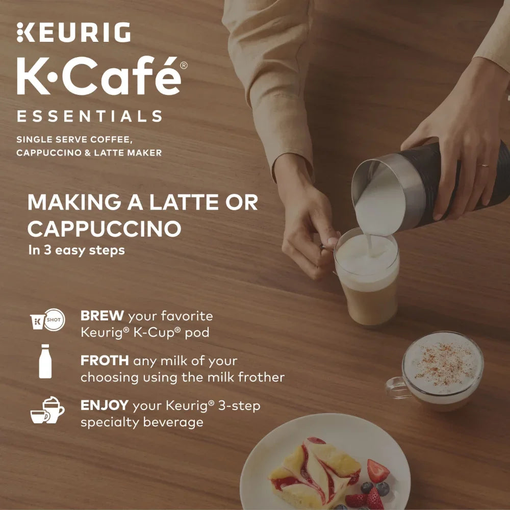 Keurig K-Cafe Essentials Single Serve K-Cup Pod Coffee, Latte and Cappuccino Maker, Black, Espresso Maker ,machine